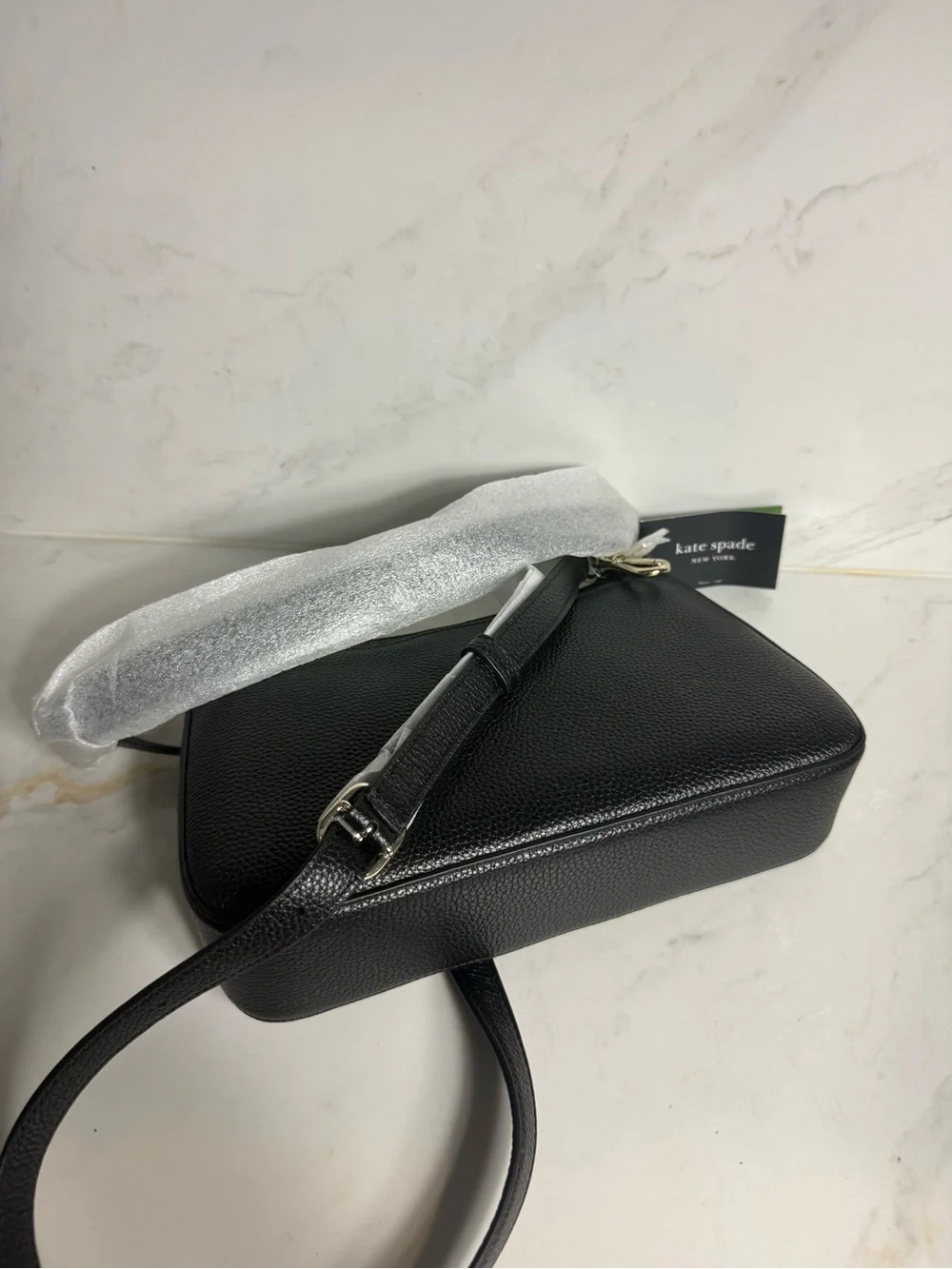KATE SPADE NY Hudson Small Pebbled Leather Convertible Shoulder Bag- BLACK